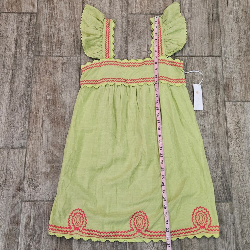 J.Marie Hailey Dress Womens XS Pink Lime Green Embroidered Shift Flutter NEW - Picture 5 of 13